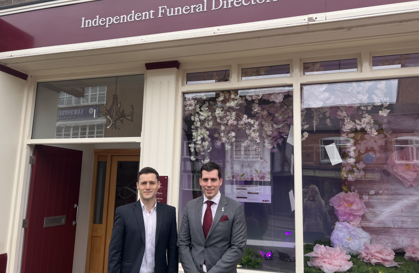 Luke outside funeral directors